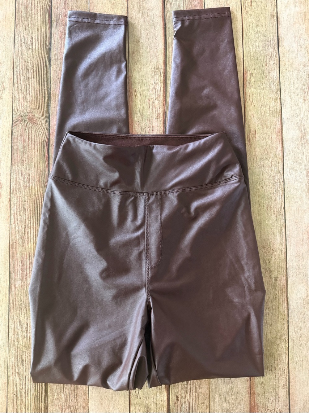 aerie Chocolate Faux-Leather High-Rise Leggings